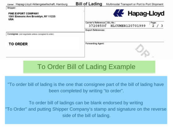 how to blank endorse a bill of lading