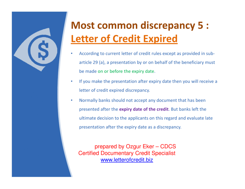 late presentation discrepancy letter of credit