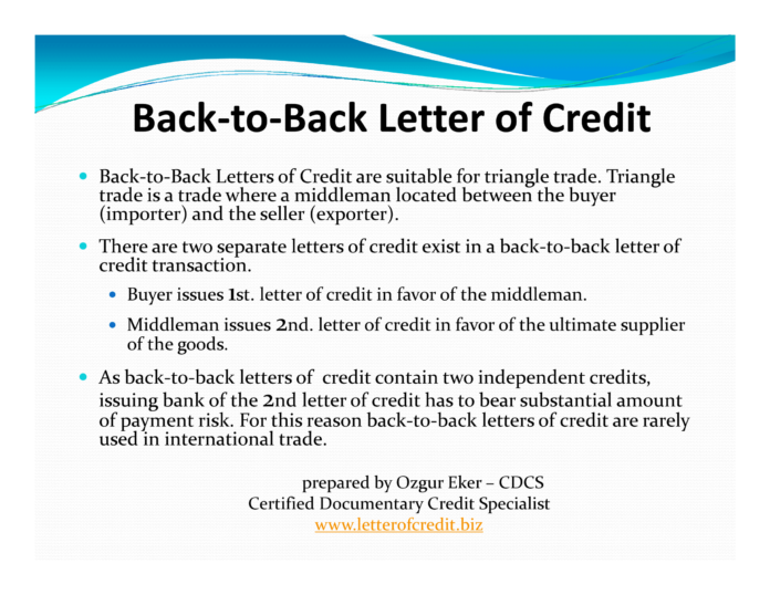 Back-to-Back Letter of Credit