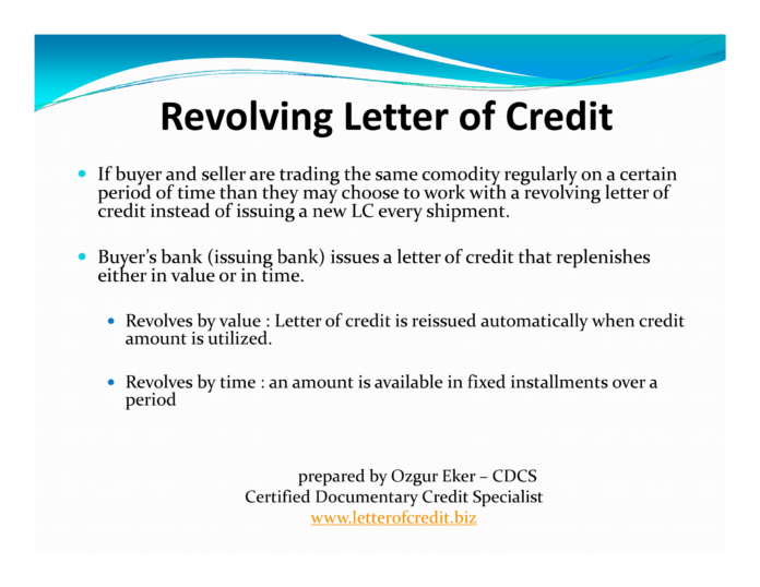 Revolving Letter of Credit