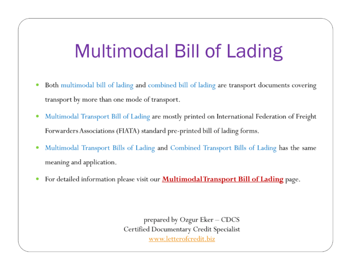 Multimodal Bill of Lading