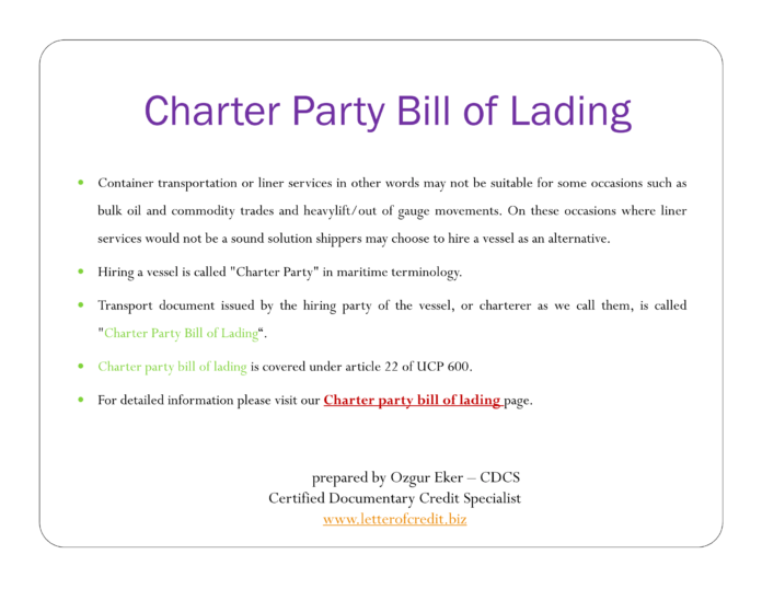 Charter Party Bill of Lading