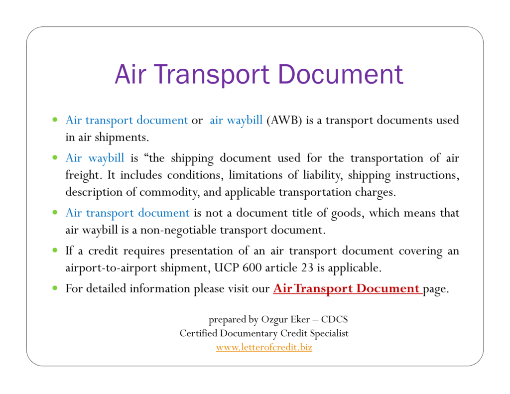 presentation of documents in letter of credit