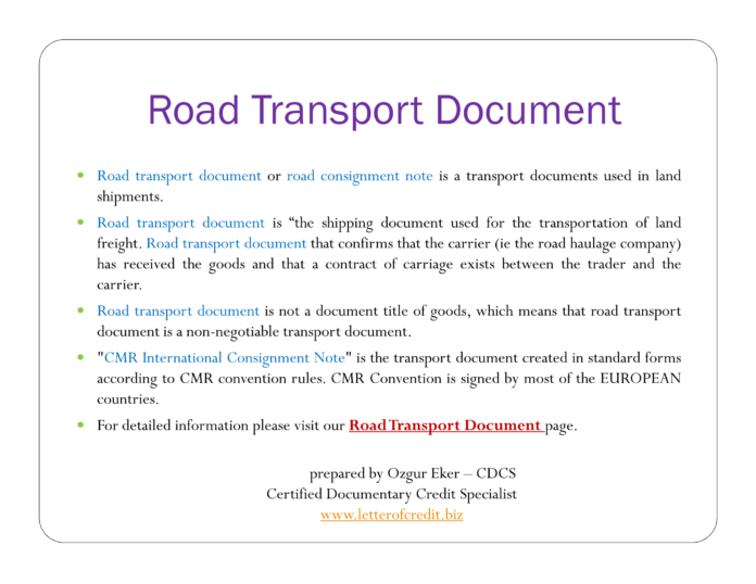 Road Transport Document